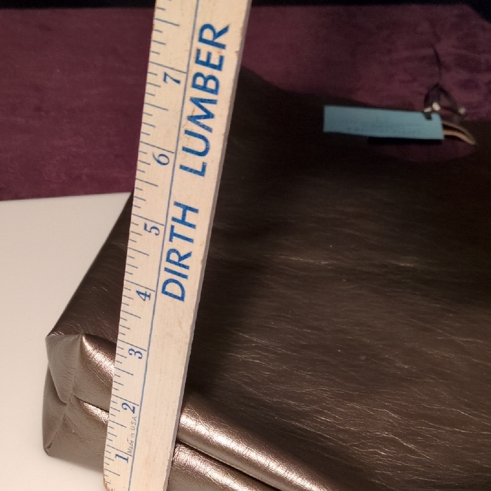 Handmade Faux Leather Silver Bronze Slouchy Tote Fold Over Clutch Bag - Picture 10 of 10